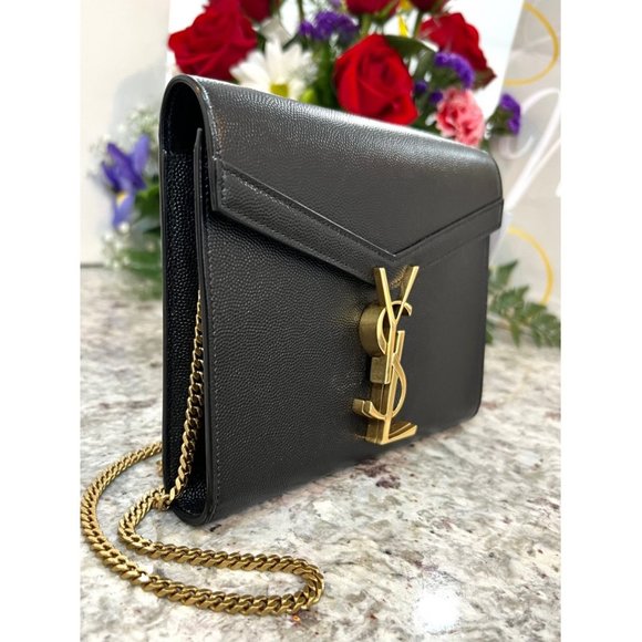 SAINT LAURENT Cassandre Leather Wallet on Chain - Picture 3 of 12